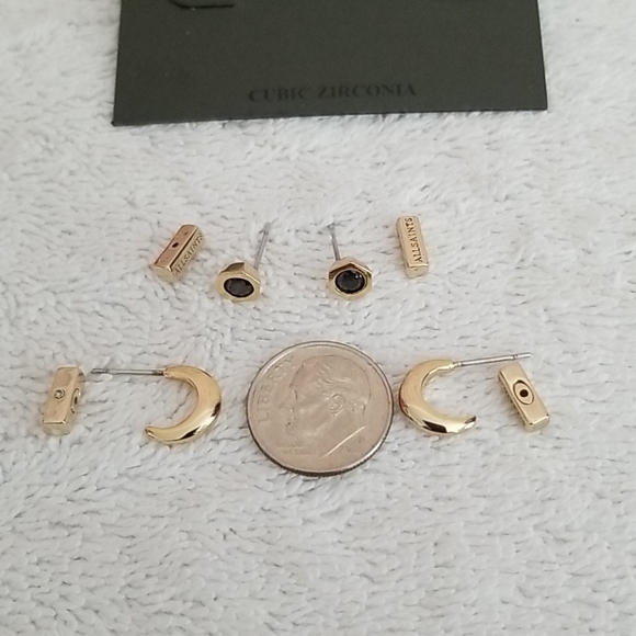 New ALLSAINTS Hexagon Stud & Huggie Hoop Earrings - Picture 4 of 4